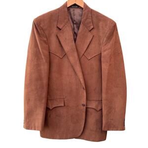 Circle S Dallas Texas Western Brown Faux suede Mens Jacket Sport Coat Blazer 44L